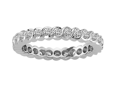 Sparkling solid stone ring with 29 lab-grown diamonds in white gold