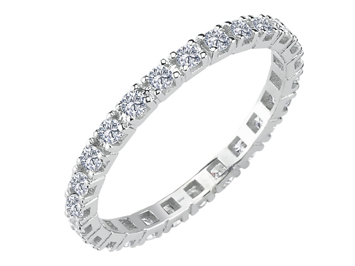 Klassischer Weißgold-Eternity-Ring mit 25 laborgezüchteten Diamanten in 14 Karat Gold - hochwertiger Schmuck von Rosy Lab Diamonds