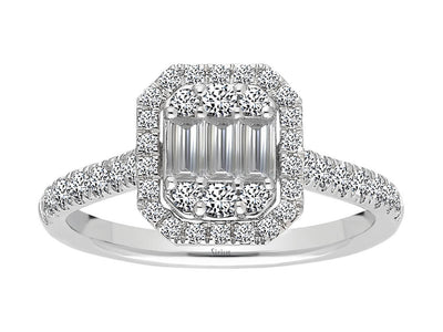 Magnificent ring with lab-grown diamonds in baguette and round cut
