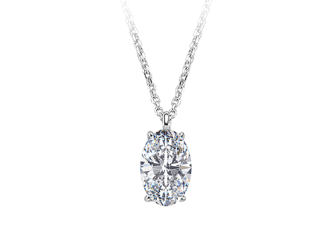 Oval solitaire pendant with 0.70 carat lab diamond in 14K gold
