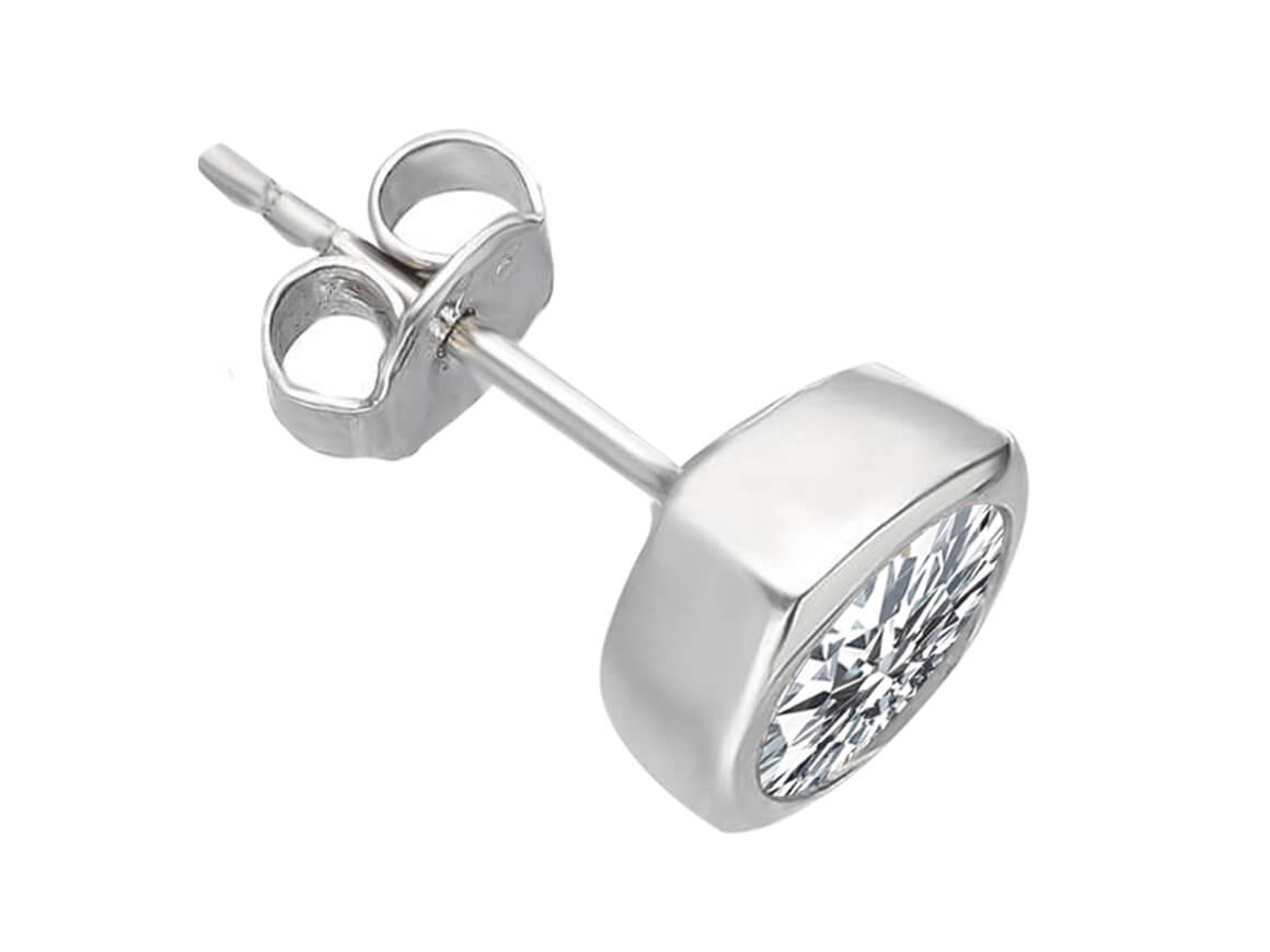 Boucles d'Oreilles Clous solitaires avec un Diamant de laboratoire de 0,70 carat en Or Blanc 585 - des Bijoux haut de gamme de Rosy Lab Diamonds