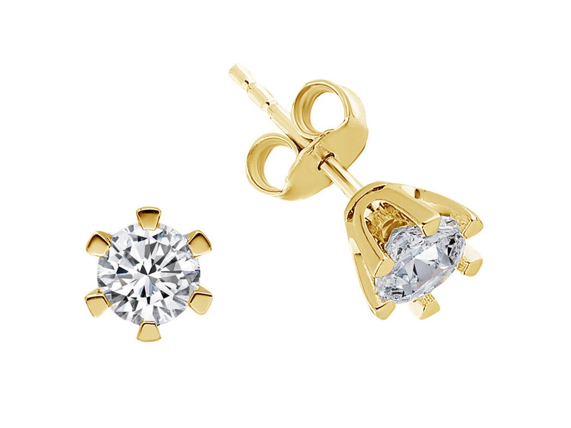 Elegant stud earrings with 0.90 ct round lab diamonds in 14K yellow gold