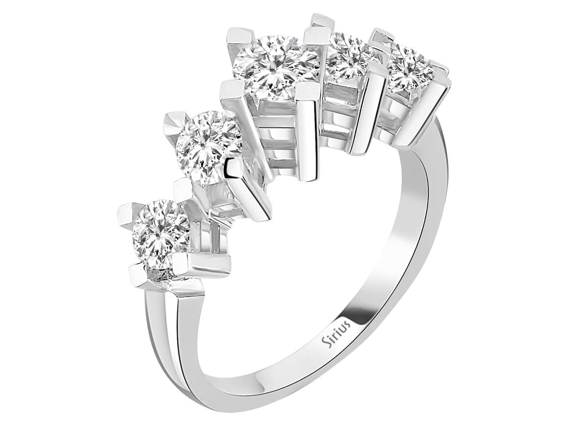 5 laboratuvar üretimi pırlantalı Solira yüzük | 14 ayar altın, 1,00 ct - Rosy Lab Diamonds’tan yüksek kaliteli Mücevher