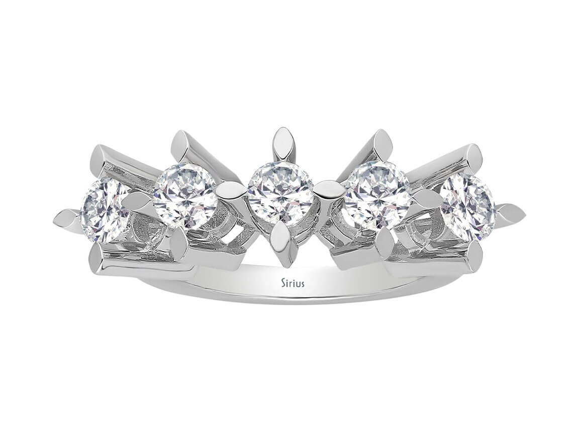 14K White Gold Ring with 1.20 Carat Diamonds – 5 Stones