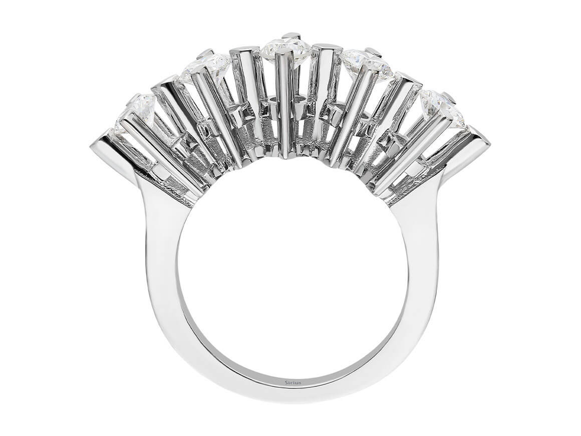 14K White Gold Ring with 1.20 Carat Diamonds – 5 Stones