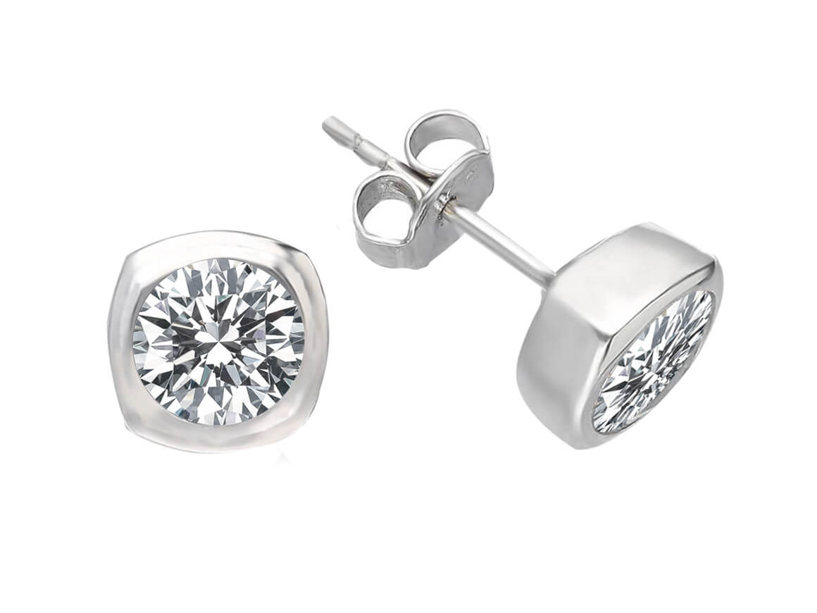 Exclusive solitaire stud earrings with 1.40 carat lab diamonds in 585 white gold