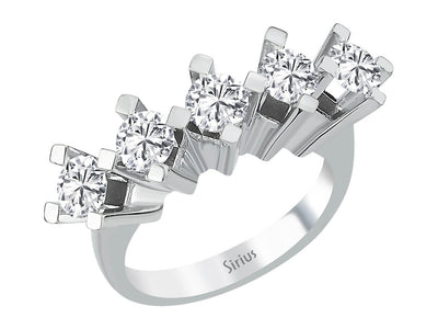 Brilliant five-stone ring with 1.50 carat lab diamonds