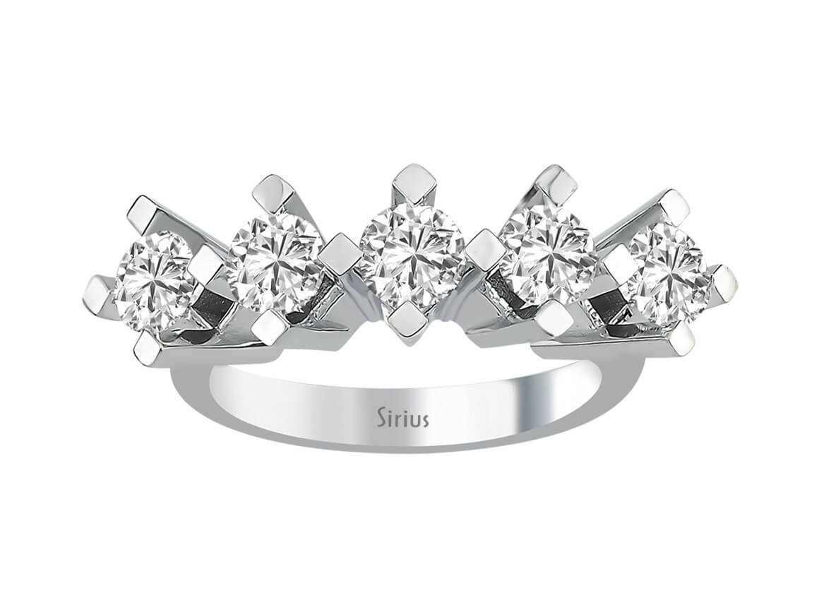 Brilliant five-stone ring with 1.50 carat lab diamonds