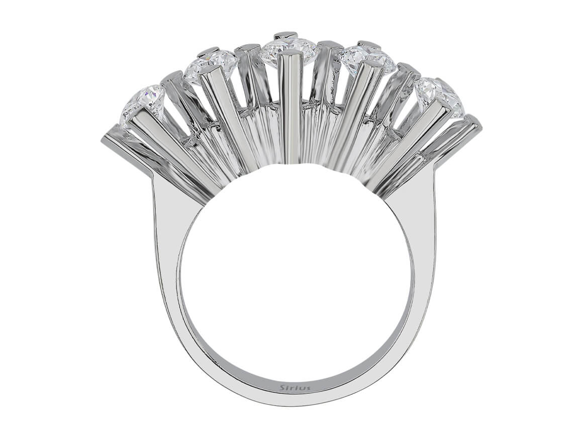 Brilliant five-stone ring with 1.50 carat lab diamonds