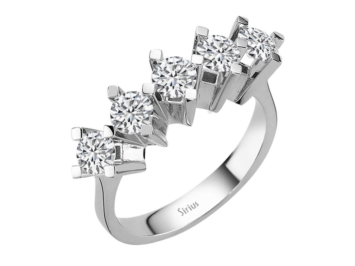 Luxuriöser 5-Steine-Ring mit laborgezüchteten Diamanten – 1,62 Karat in 14K Weißgold