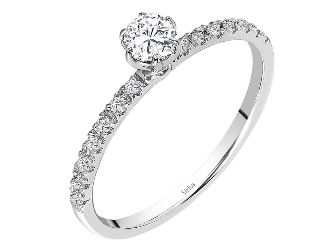 Pavéli Beyaz Altın Tektaş Yüzük - 0,37 ct Laboratuvar Pırlantaları | Zarif Nişan Yüzüğü - Rosy Lab Diamonds’tan yüksek kaliteli Mücevher