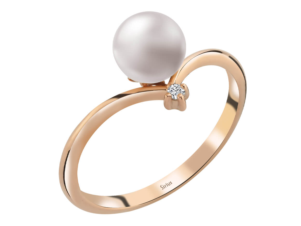 Ring mit Perle & Labordiamanten in 14K Roségold | Rosy – hochwertiger Schmuck von Rosy Lab Diamonds