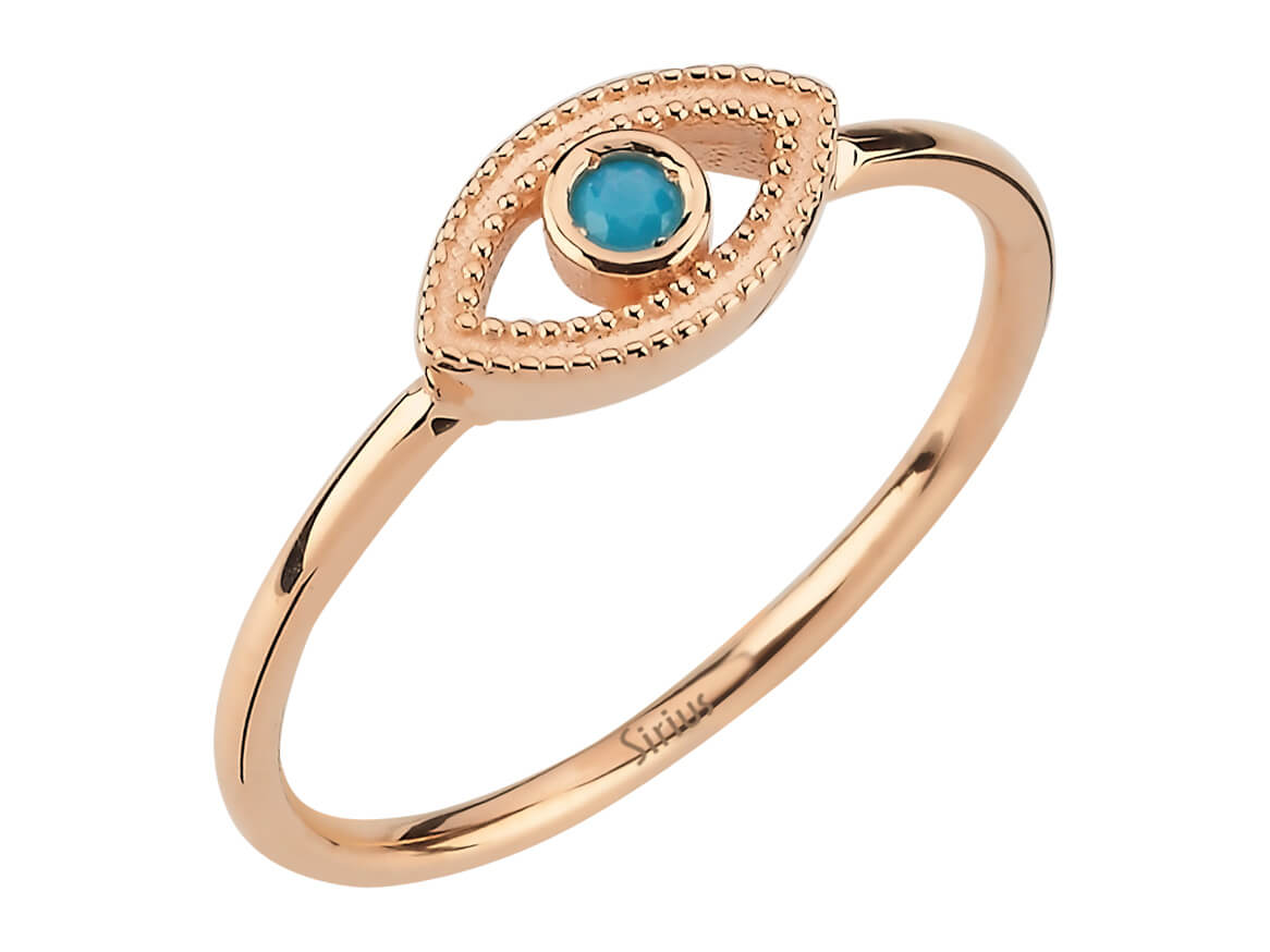 Rose gold ring with turquoise – "The deep eye" design