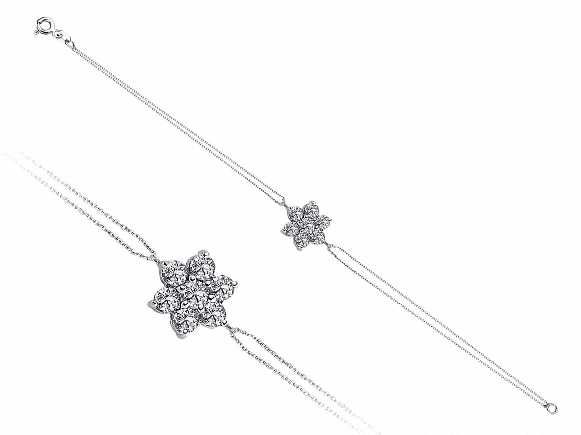 Floral bracelet with 7 lab-grown diamonds in 8K White Gold | 01B0020 - high-quality Jewelry by Rosy Lab Diamonds