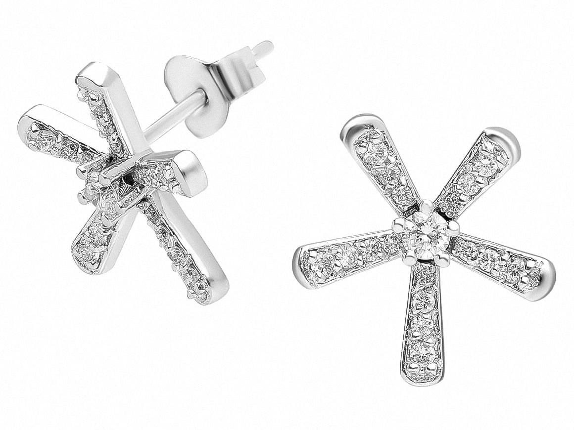 Sternförmige Ohrstecker mit 0,53 ct Diamanten – 14K Weißgold