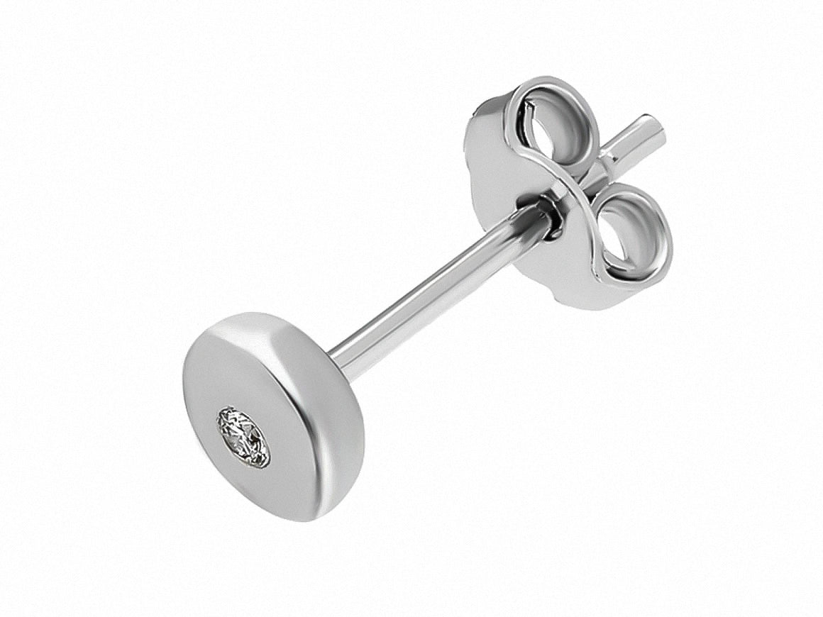 333 ayar Beyaz Altın ve laboratuvar pırlantalı Pimli Küpe - Rosy Lab Diamonds'tan kaliteli Mücevher