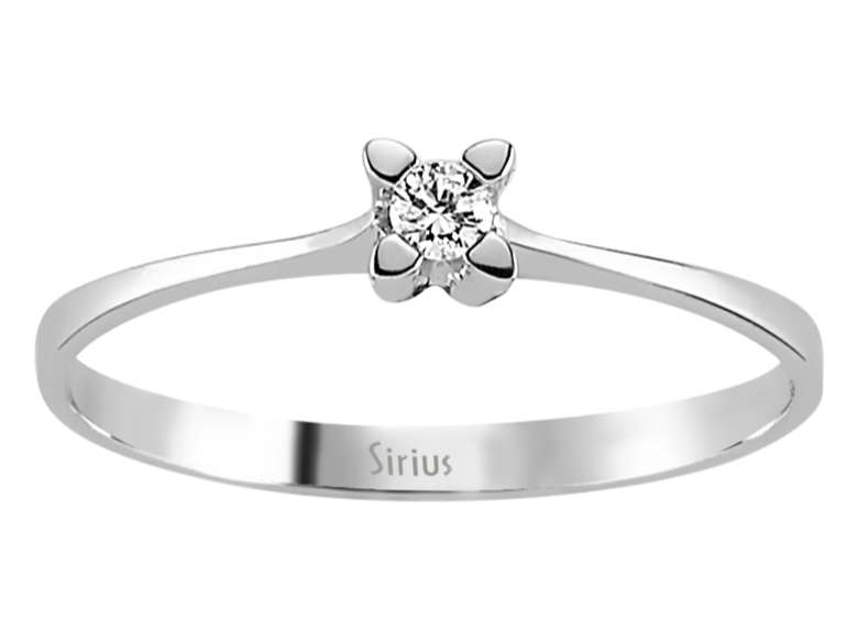 Feiner Solitärring mit 0,05 Karat rundem Labor-Diamanten in 8 Karat Weißgold