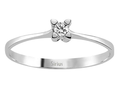 Feiner Solitärring mit 0,05 Karat rundem Labor-Diamanten in 8 Karat Weißgold