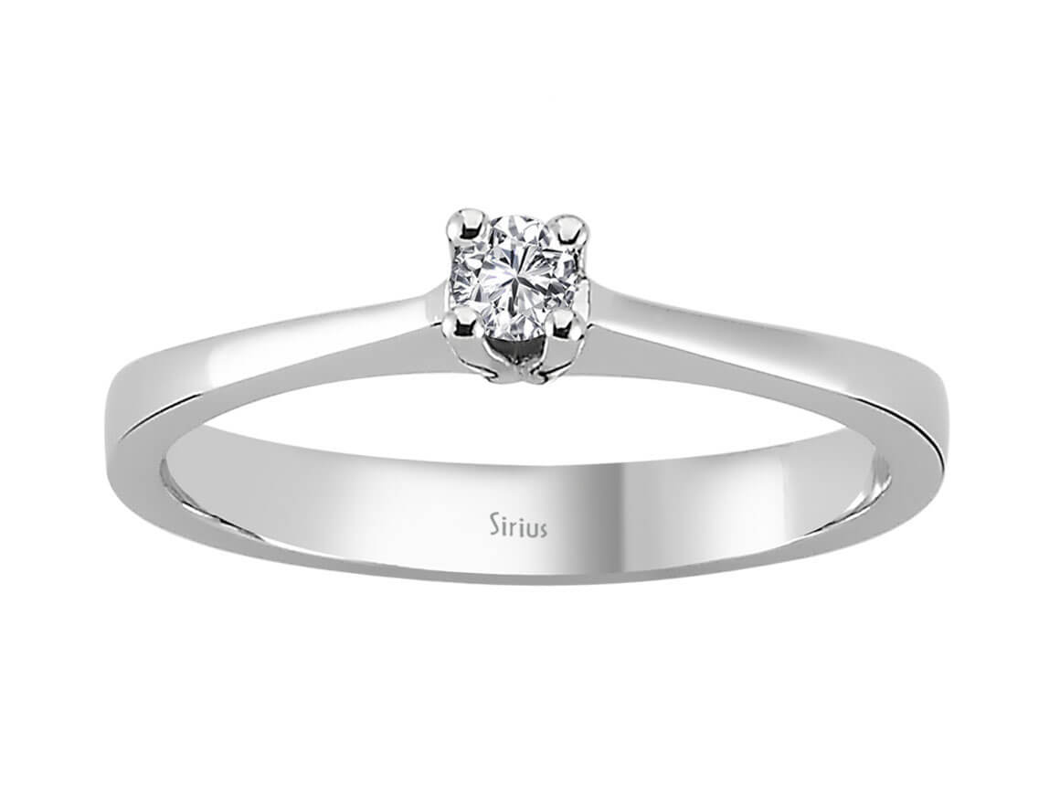 Weißgold Solitärring mit 1 laborgezüchtetem Diamanten, 0,09 Karat