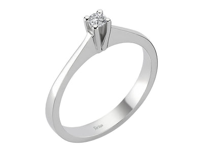 Weißgold Solitärring mit 1 laborgezüchtetem Diamanten, 0,09 Karat
