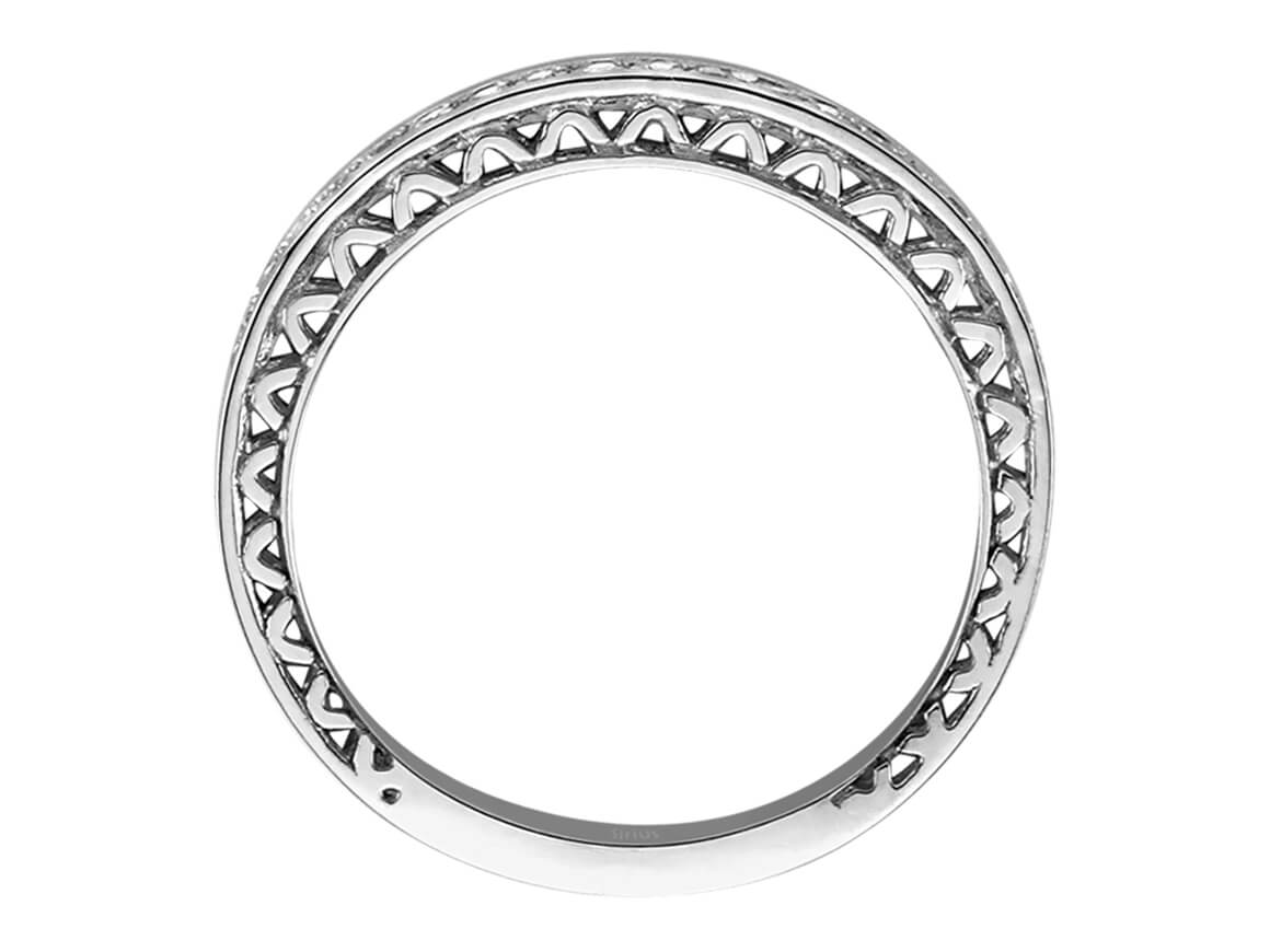 Bague demi-alliance ornée de 19 diamants de laboratoire – en Or Blanc 14 K avec bordure à motifs – Bijoux haut de gamme de Rosy Lab Diamonds