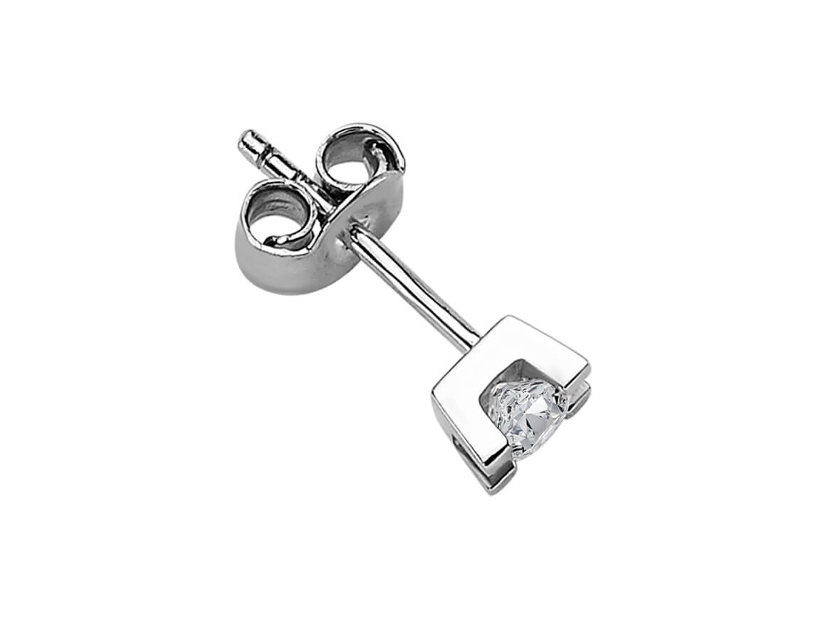 Solitaire stud earrings with 0.23 carat lab diamond in 585 white gold