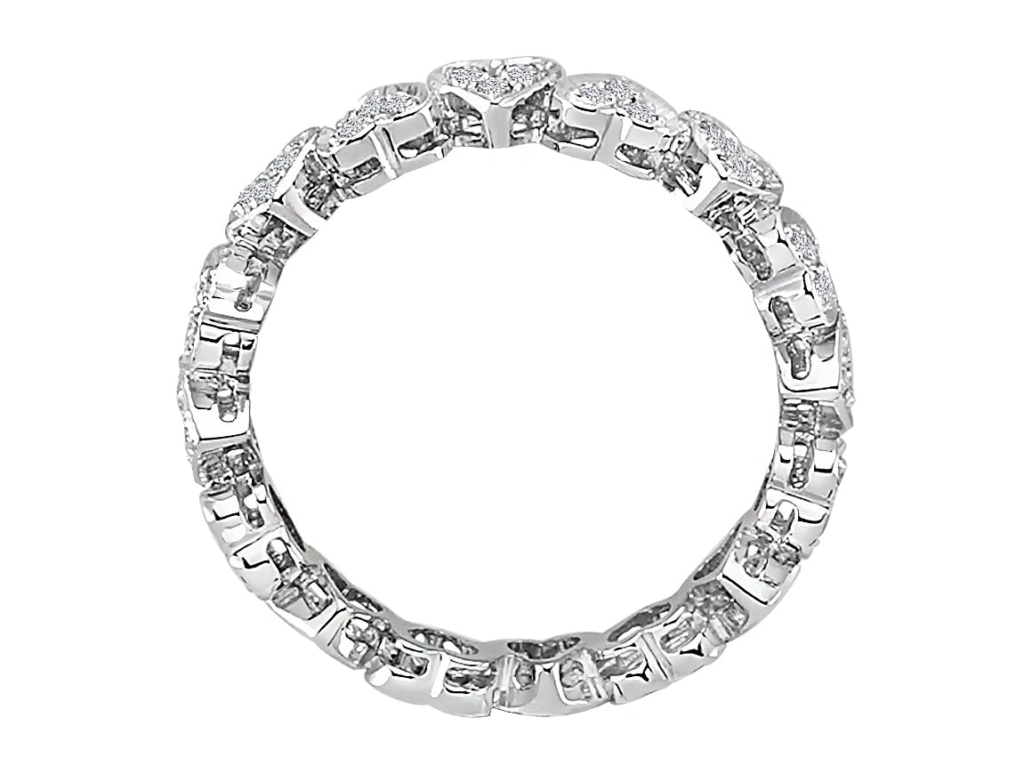 Romantischer Tambourring mit 48 Diamanten in Herzform aus 14K Weißgold