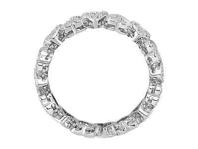 Romantischer Tambourring mit 48 Diamanten in Herzform aus 14K Weißgold