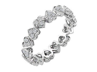 Romantischer Tambourring mit 48 Diamanten in Herzform aus 14K Weißgold
