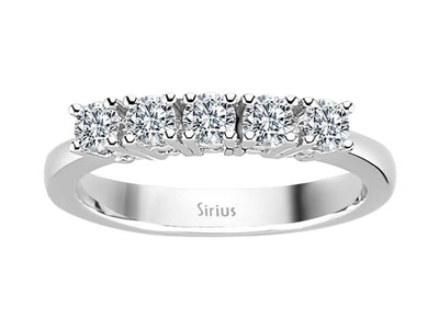 Eleganter 5-Stein Rundschliff Diamantring in 14 Karat Weißgold