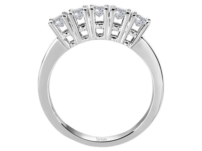 Eleganter 5-Stein Rundschliff Diamantring in 14 Karat Weißgold