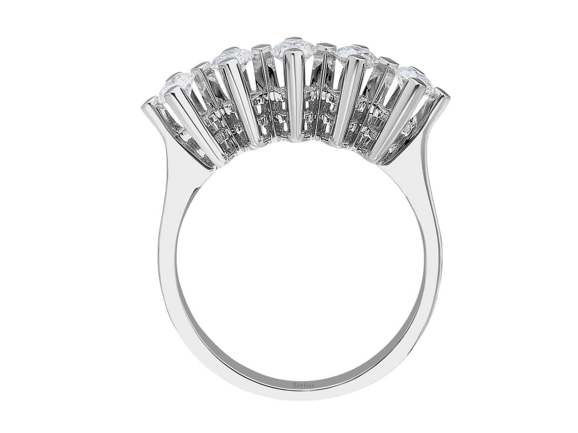 Modern 5-stone white gold ring with 0.58 carats of lab-grown diamonds in 14-karat gold – high-quality Jewelry from Rosy Lab Diamonds