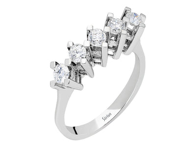 Modern 5-stone white gold ring with 0.58 carat lab-grown diamonds