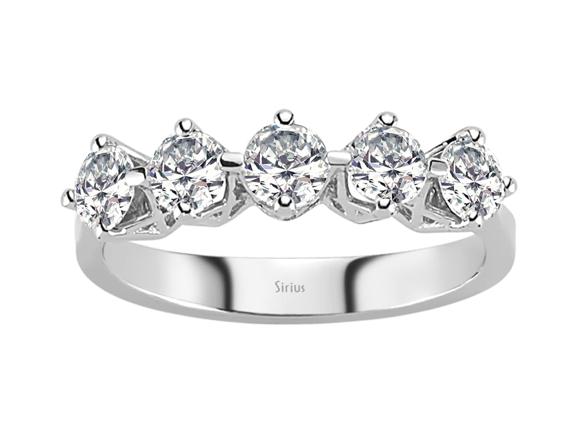 Eleganter 5-Stein-Diamantring aus 14K Weißgold mit 0,91 ct