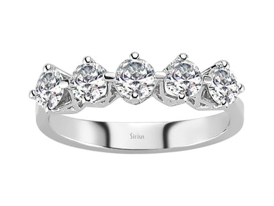 Eleganter 5-Stein-Diamantring aus 14K Weißgold mit 0,91 ct