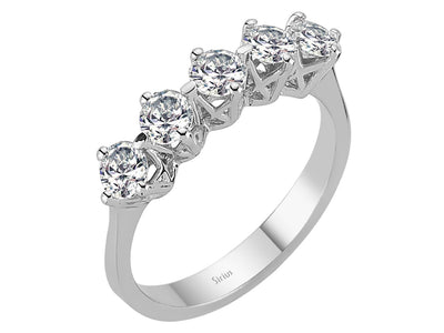 Eleganter 5-Stein-Diamantring aus 14K Weißgold mit 0,91 ct