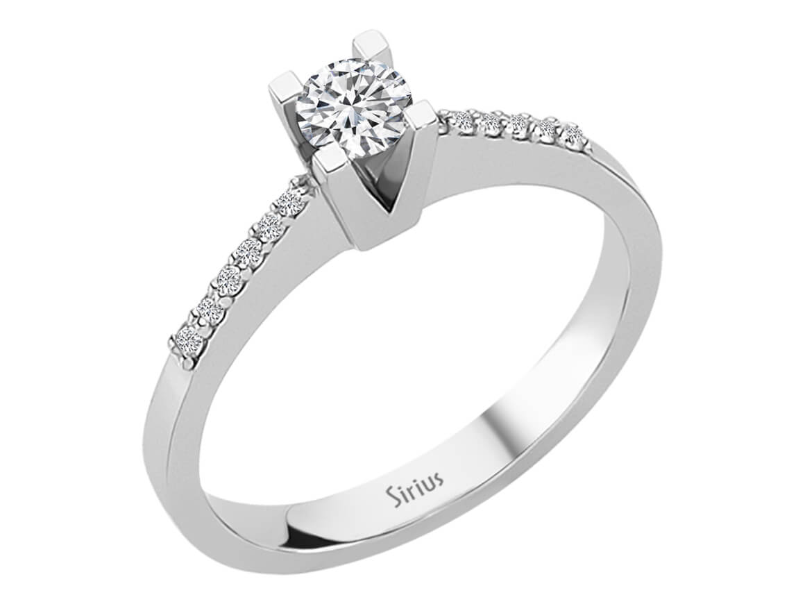 Yan taşlı solitaire pırlanta yüzük - 0,33 ct - 14K Beyaz Altın - Rosy Lab Diamonds’tan yüksek kaliteli Mücevher