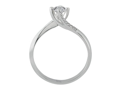 Eleganter 14K Gold Verlobungsring mit 0,29 ct Runddiamant und Pavé-Besatz