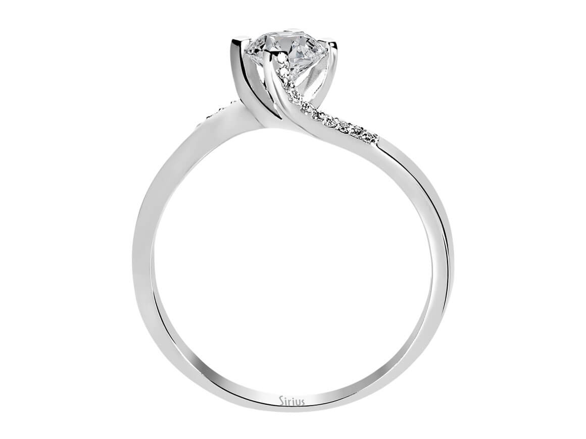 0,41 ct yuvarlak pırlanta ve pavé pırlantalarla zarif Nişan Yüzüğü | 14 ayar altın - Rosy Lab Diamonds’tan yüksek kaliteli Mücevher