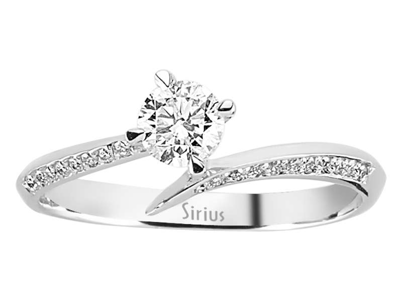 Moderner 14K Gold Verlobungsring mit Runddiamant und Pavé-Besatz