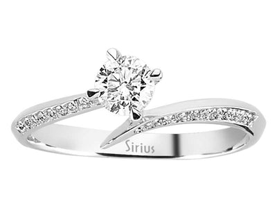Moderner 14K Gold Verlobungsring mit Runddiamant und Pavé-Besatz