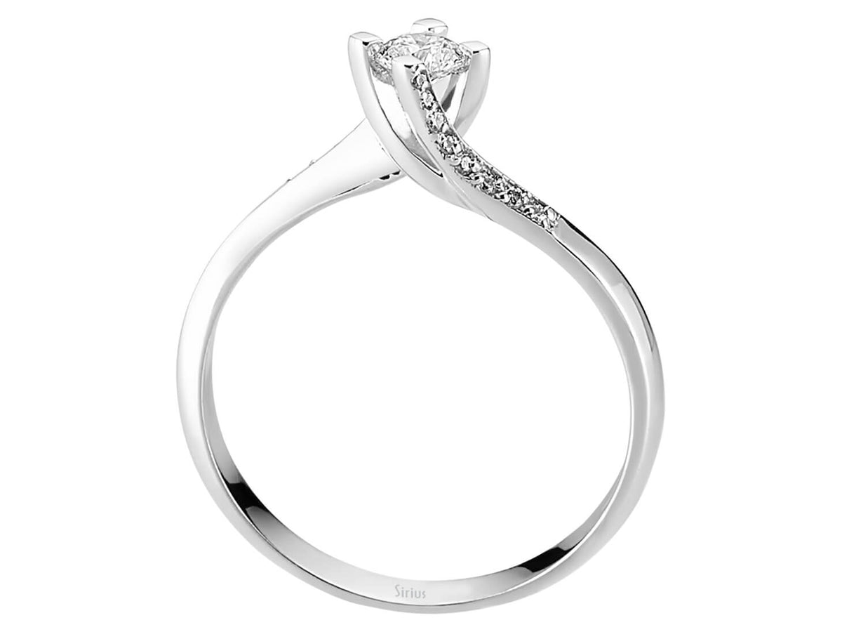 Moderner Verlobungsring mit 0,38 ct Runddiamant und Pavé-Besatz | 14K Gold - hochwertiger Schmuck von Rosy Lab Diamonds