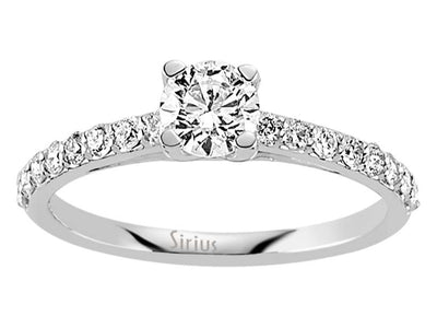 Weißgold-Ring mit 1 laborgezüchteten Diamant (0,45 Karat) und 16 laborgezüchteten Diamanten (0,30 Karat), Rundschliff, 14K