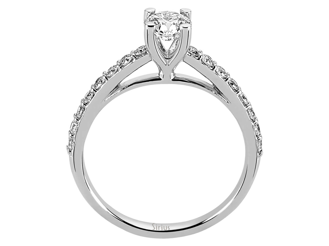Weißgold-Ring mit 1 laborgezüchteten Diamant (0,45 Karat) und 16 laborgezüchteten Diamanten (0,30 Karat), Rundschliff, 14K