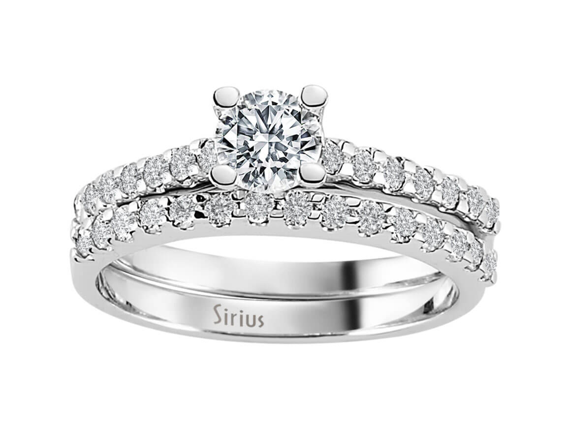 Eleganter Rundschliff Diamant Verlobungsring mit Pavé-Besatz