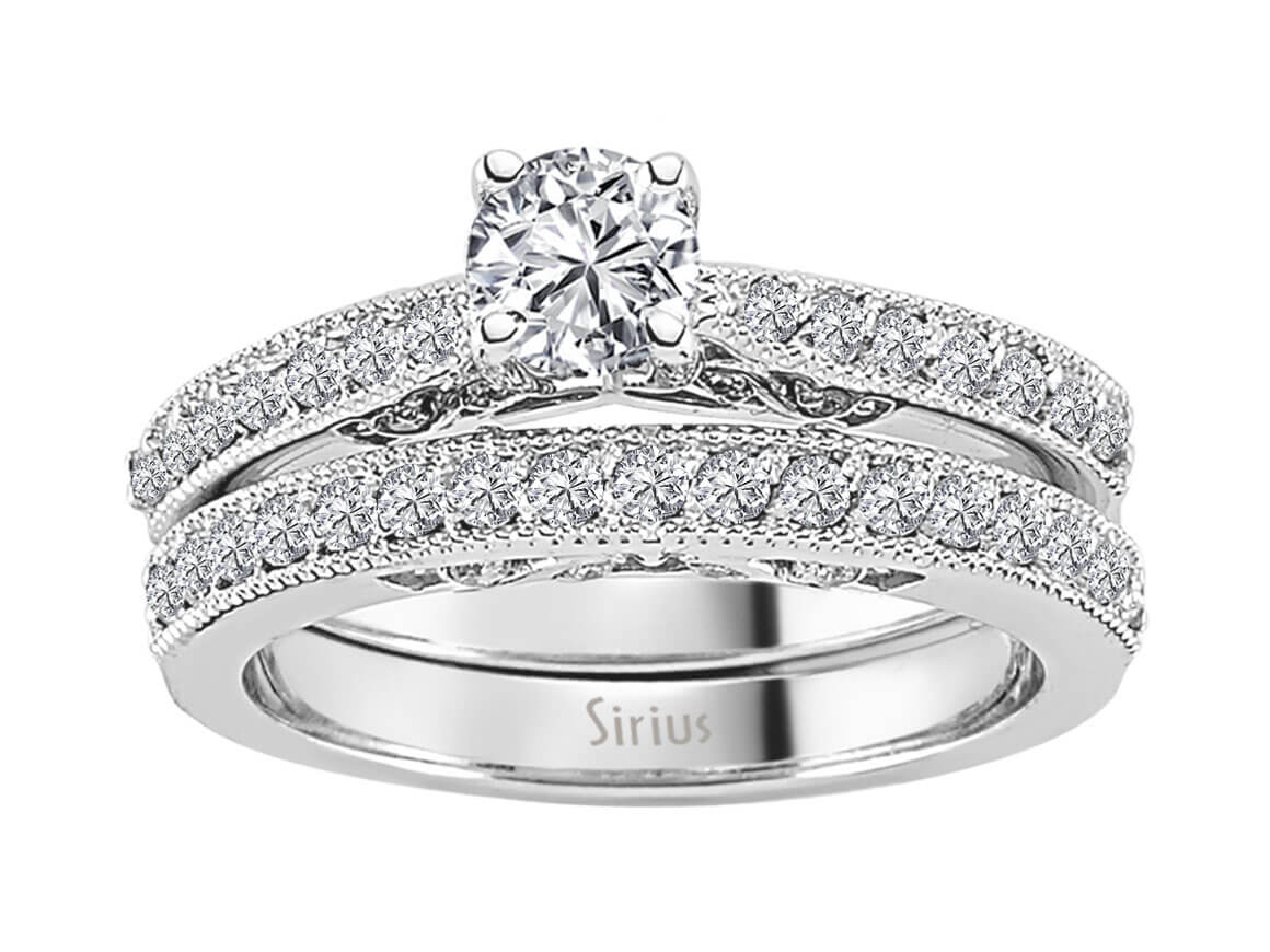 Prächtiger 14K Gold Verlobungsring mit Rundschliff Diamanten und Pavé-Design