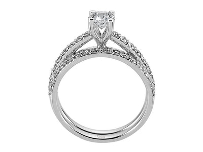 Weißgold-Set mit 1 laborgezüchtetem Diamant und 32 kleinen Diamanten im Rundschliff, 14K