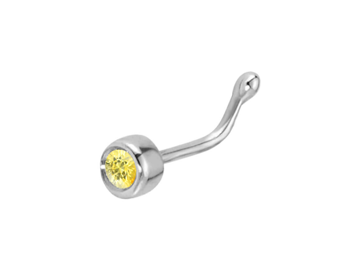 Nasenstecker mit gelbem Saphir aus 585er Weißgold - hochwertiger Schmuck von Rosy Lab Diamonds