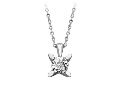 Minimalist solitaire necklace with lab diamond in 8K white gold – 47P0004