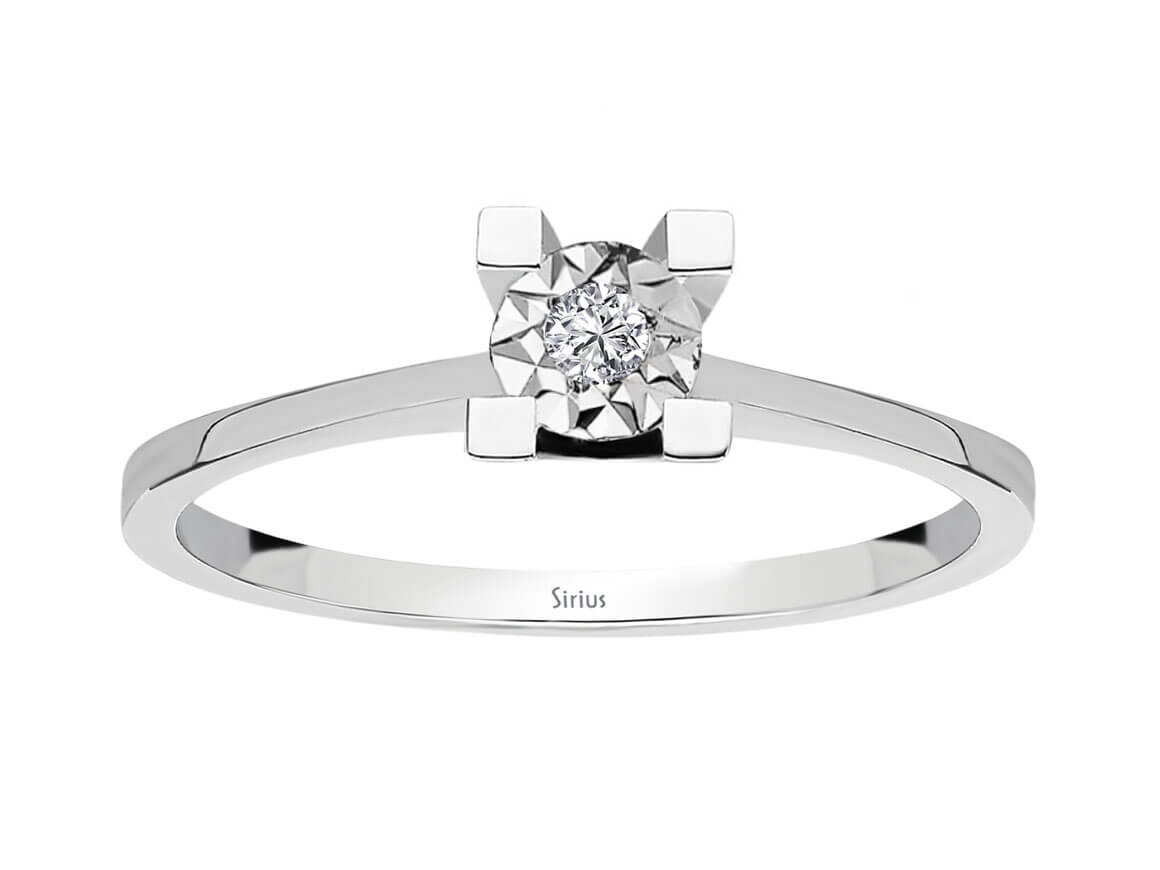 Minimalist white gold solitaire ring with sparkling diamond